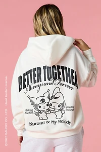 Haut à capuchon en molleton avec motif brodé Kuromi™ & My Melody™
