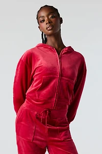 Velour Zip-Up Hoodie