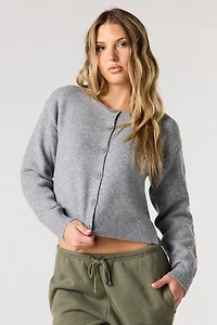 Mossy Knit Button-Up Cardigan