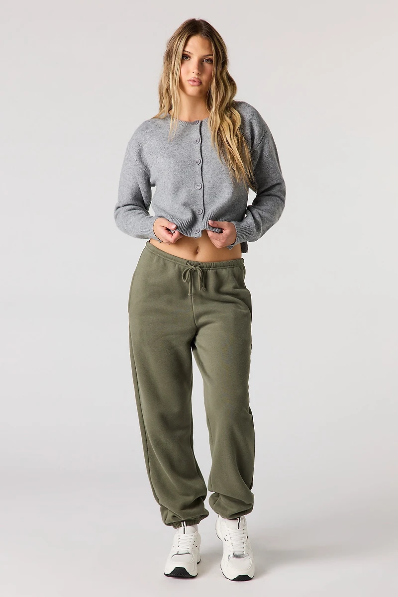 Mossy Knit Button-Up Cardigan