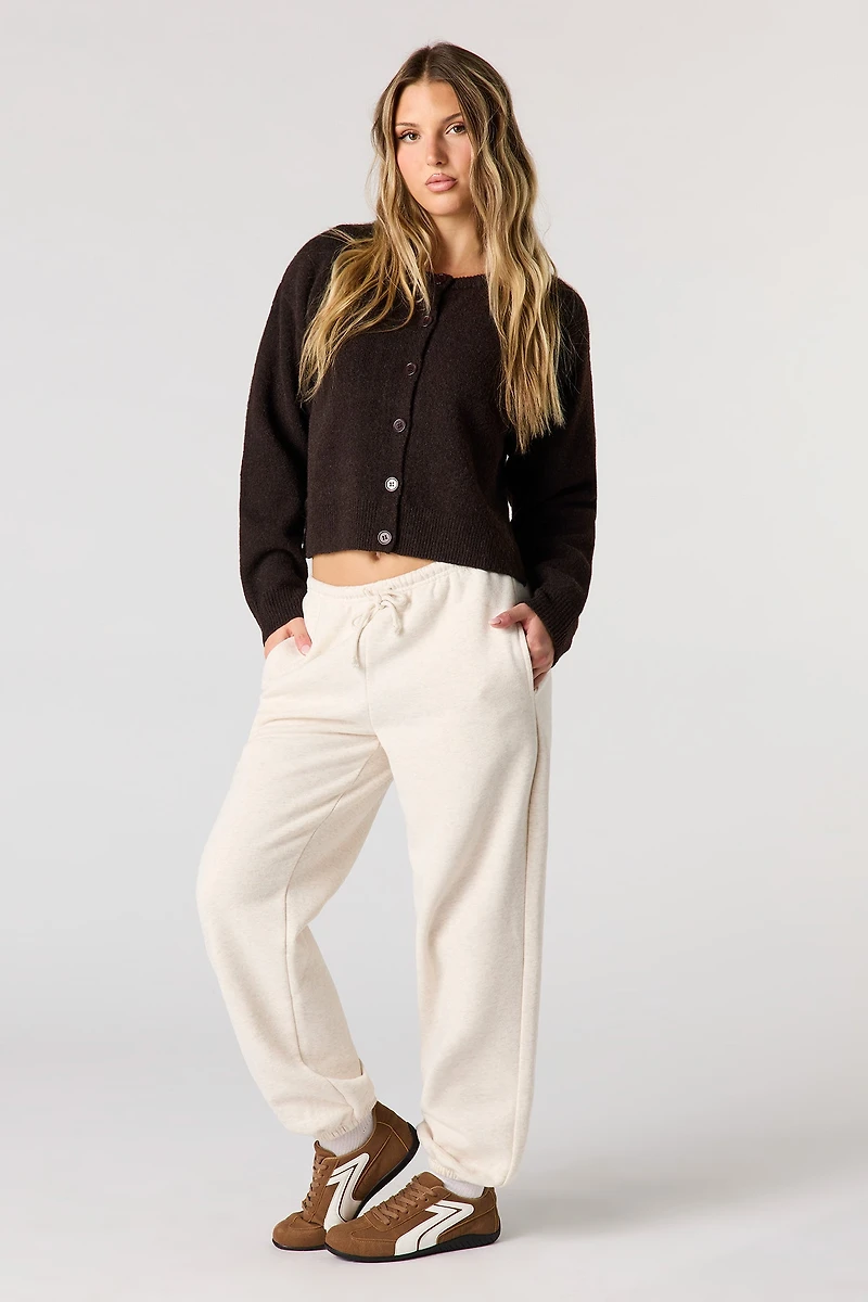 Mossy Knit Button-Up Cardigan