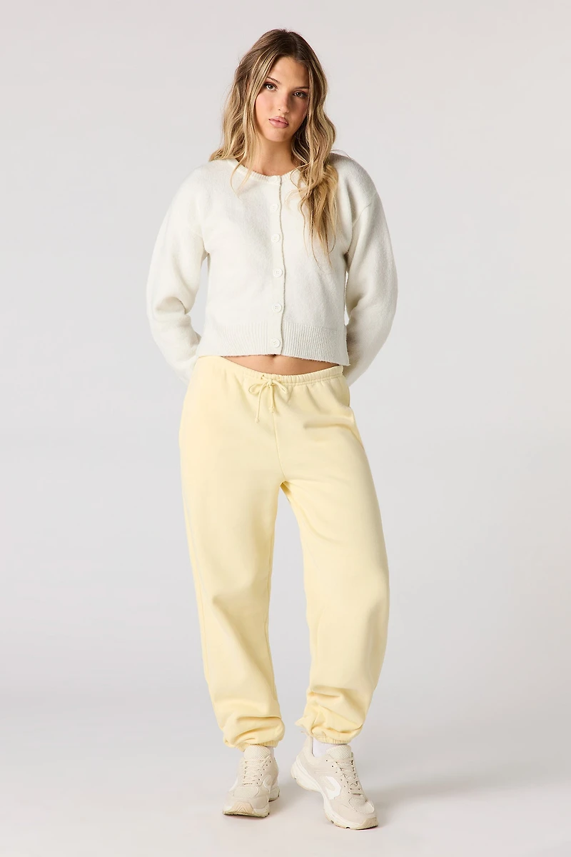 Mossy Knit Button-Up Cardigan