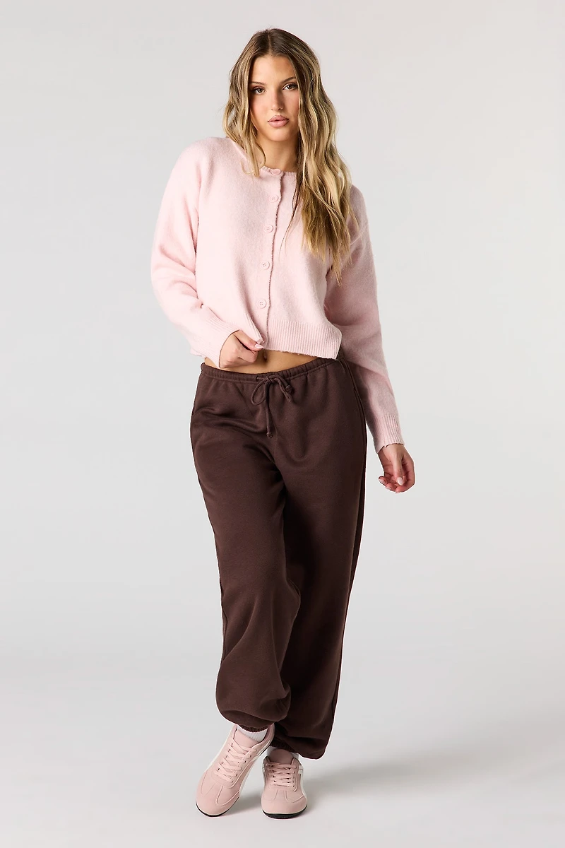 Mossy Knit Button-Up Cardigan