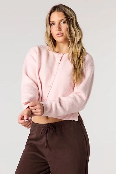 Mossy Knit Button-Up Cardigan