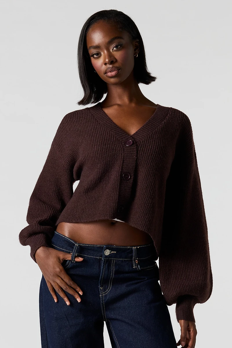 Mossy Knit Button-Up Cardigan