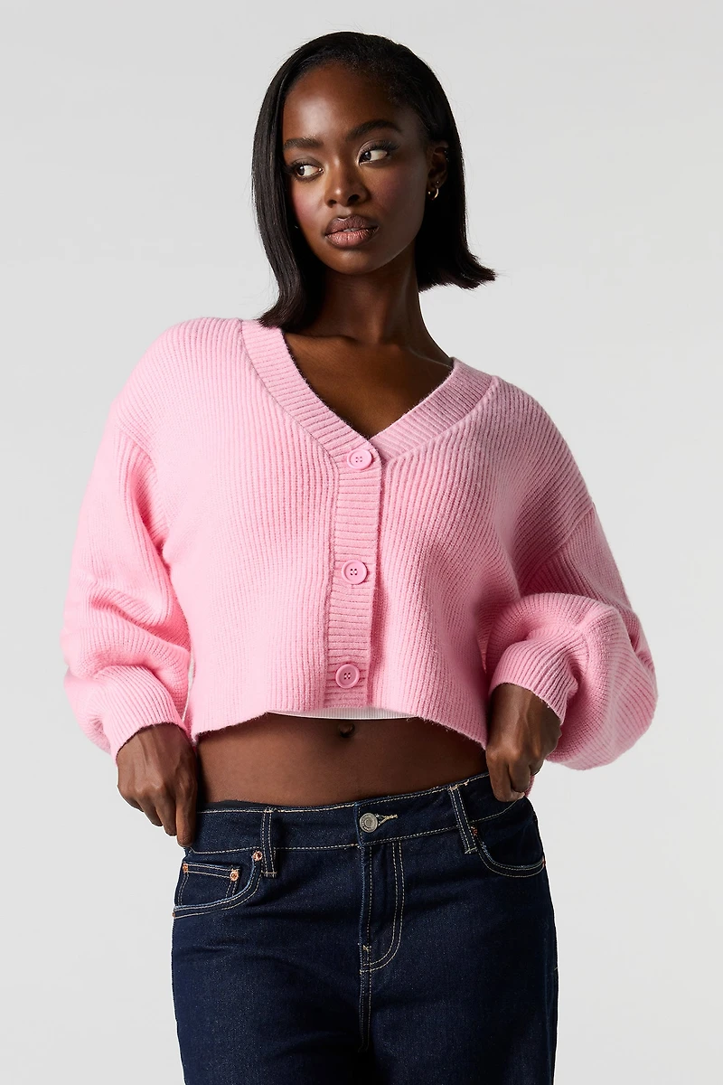 Mossy Knit Button-Up Cardigan