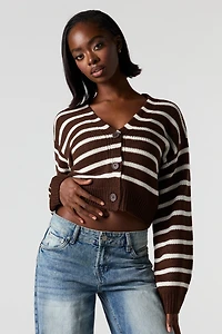 Cardigan boutonné en tricot rayé