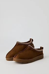 Bottillons en similisuède avec motif brodé