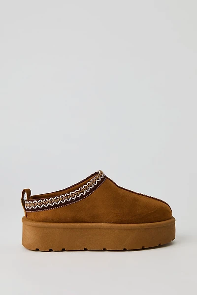 Bottillons plateforme en similisuède avec motif brodé