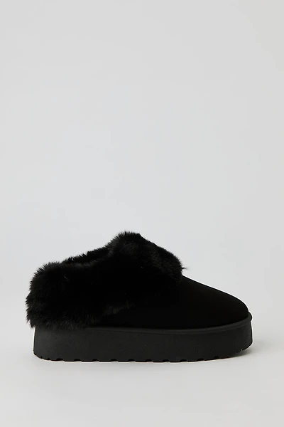 Faux Fur Collared Platform Booties