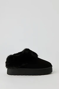 Faux Fur Collared Platform Booties