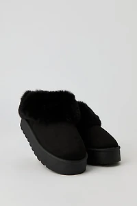 Faux Fur Collared Platform Booties