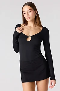 Contour Scoop Neck Flower Detail Bodysuit