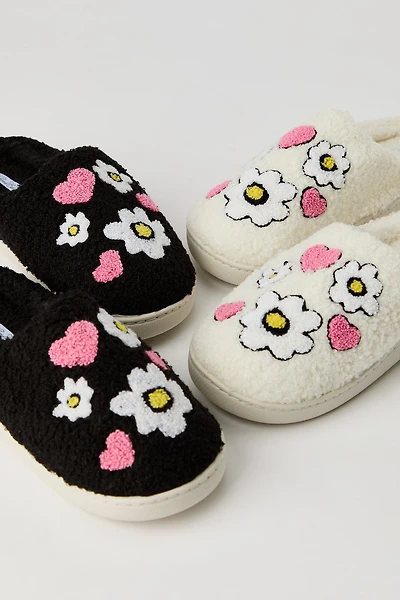 Flower Heart Sherpa Slippers
