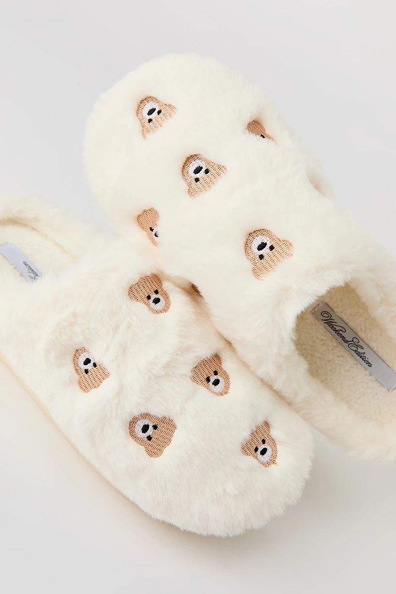 Pantoufles avec motif brodé Ours