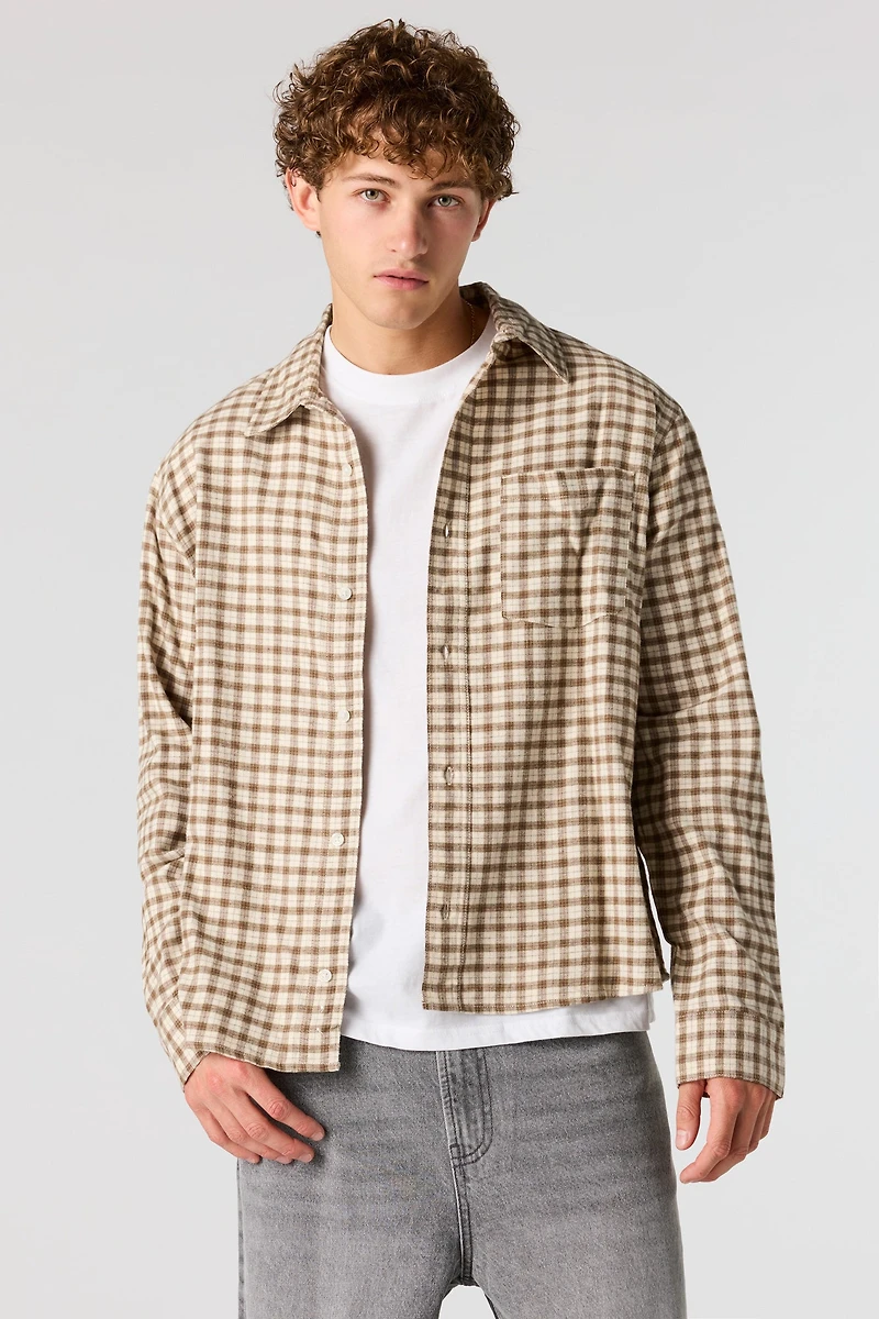 Boxy Flannel Button-Up Top