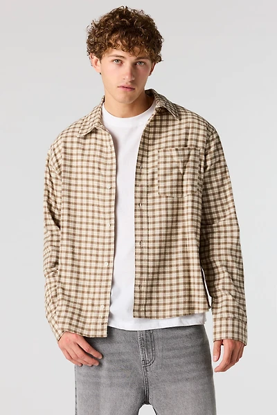 Boxy Flannel Button-Up Top