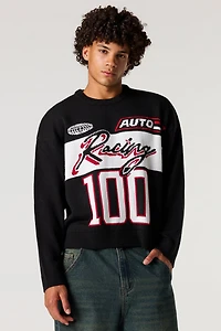 Racing Jacquard Knit Boxy Sweater