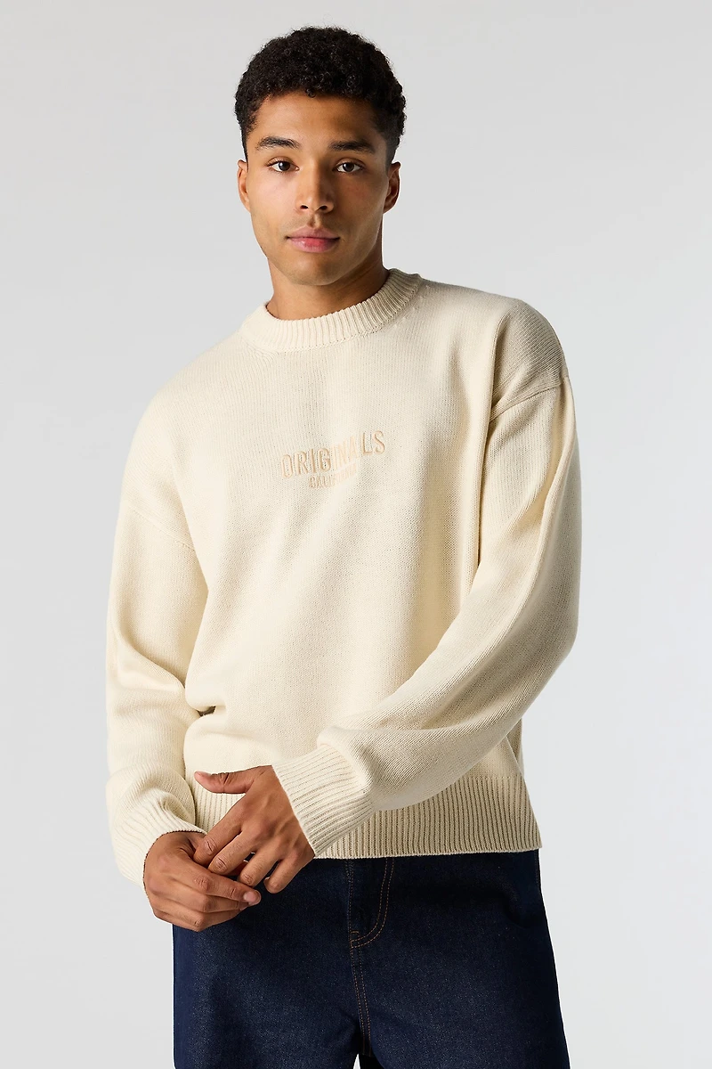 Chandail carré avec motif brodé