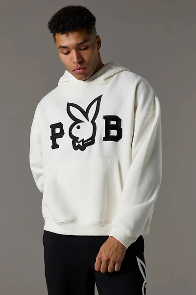 Haut carré à capuchon en molleton avec motif brodé Playboy sergé