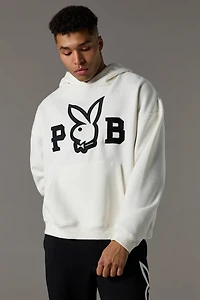 Haut carré à capuchon en molleton avec motif brodé Playboy sergé