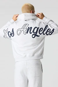 LA Embroidered Boxy Fleece Hoodie