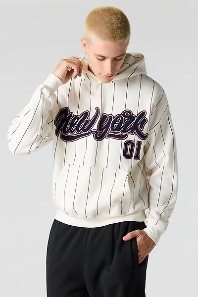NY Embroidered Boxy Fleece Hoodie