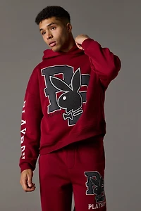 Chenille Embroidered Playboy Fleece Boxy Hoodie