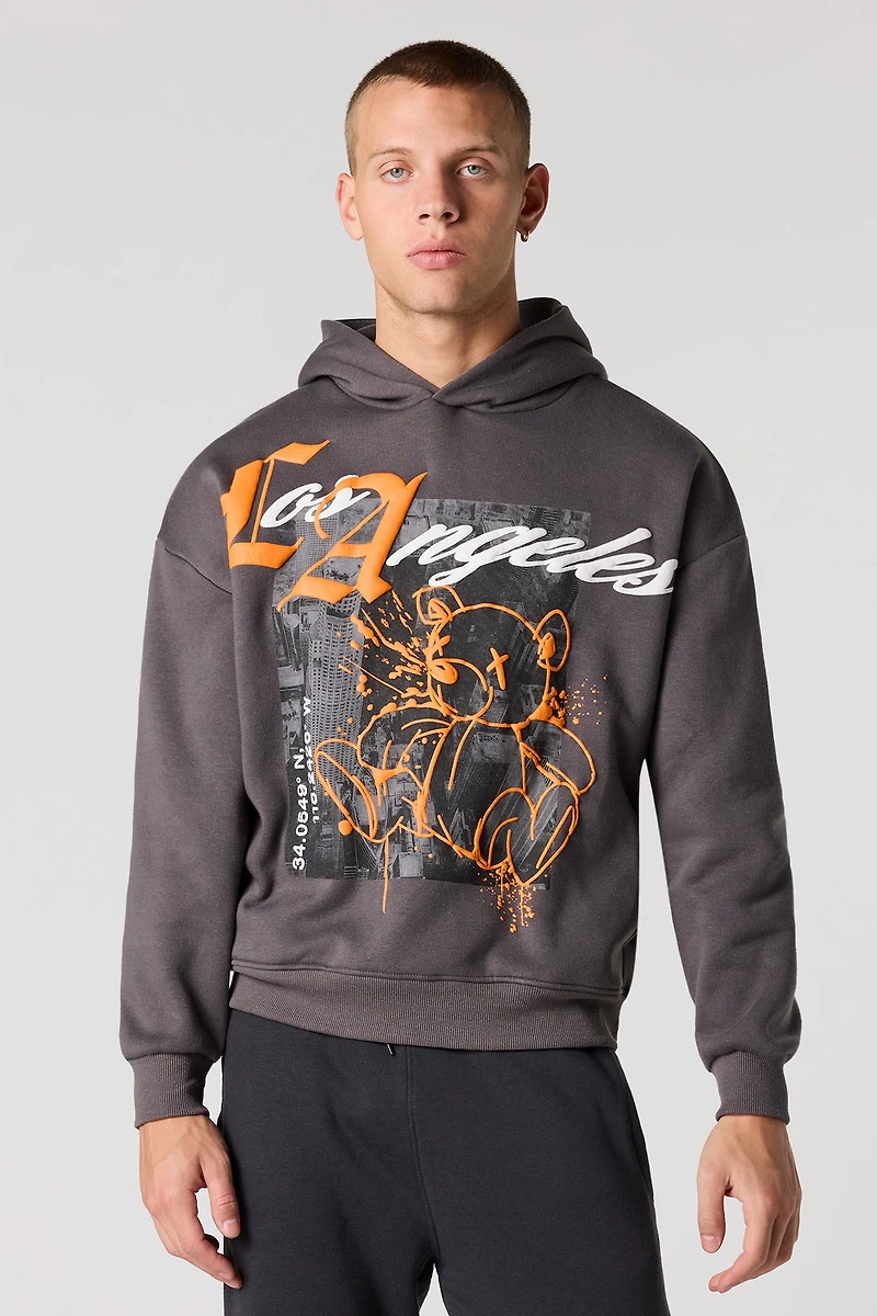 Haut carré à capuchon avec imprimé Ours en relief