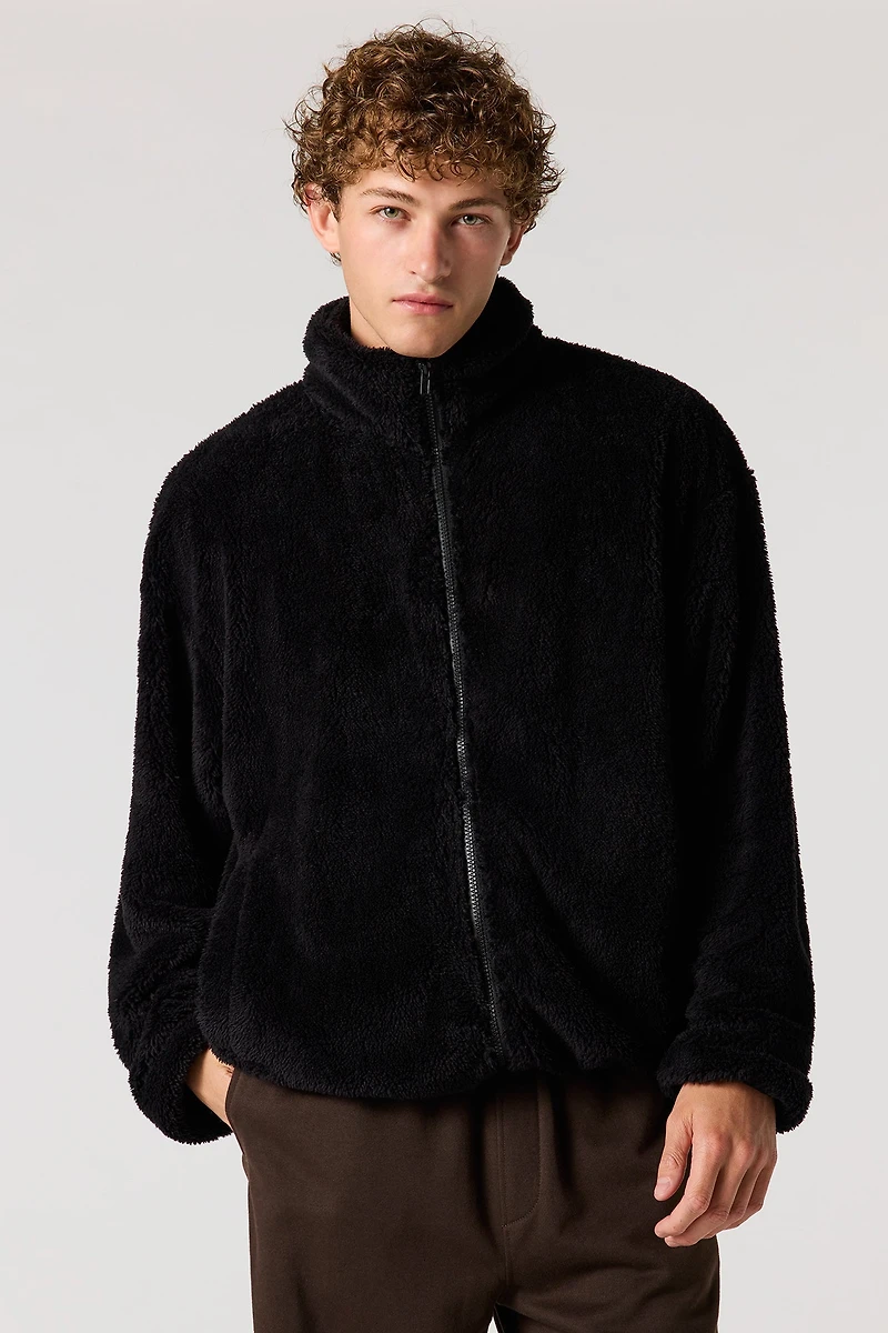 Sherpa Oversized Zip-Up Jacket