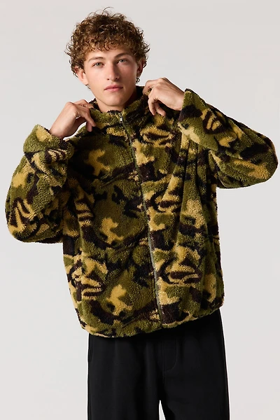 Sherpa Oversized Zip-Up Jacket