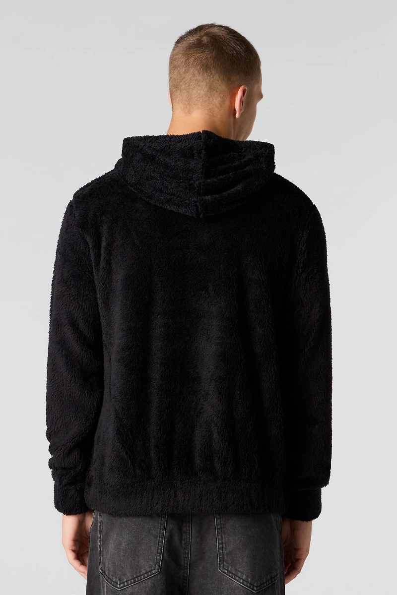 Haut à capuchon imprimé en Sherpa