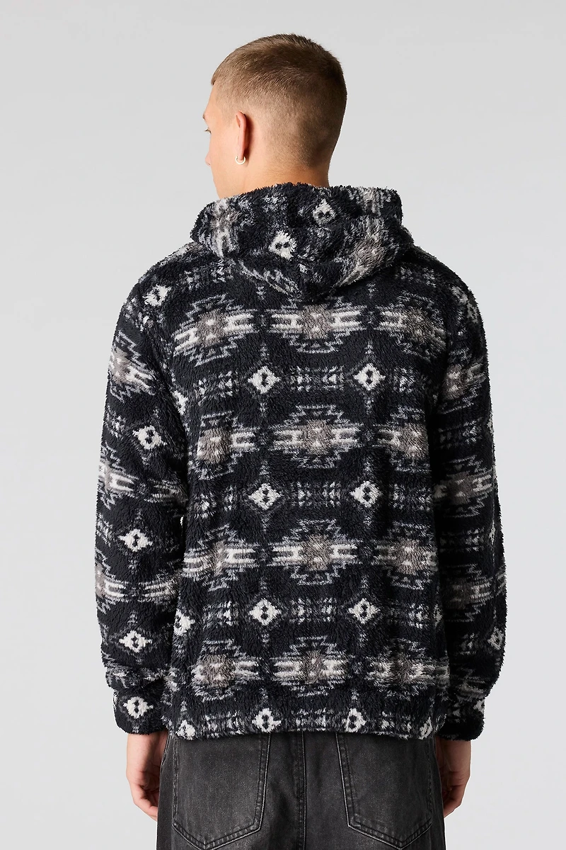 Haut à capuchon imprimé en Sherpa