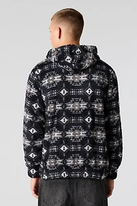 Haut à capuchon imprimé en Sherpa