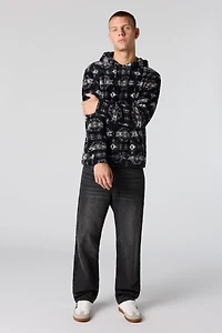 Haut à capuchon imprimé en Sherpa