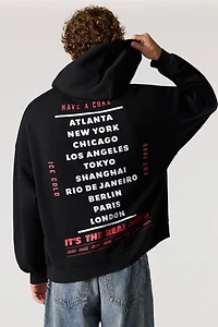 Coca Cola Embroidered Fleece Boxy Hoodie