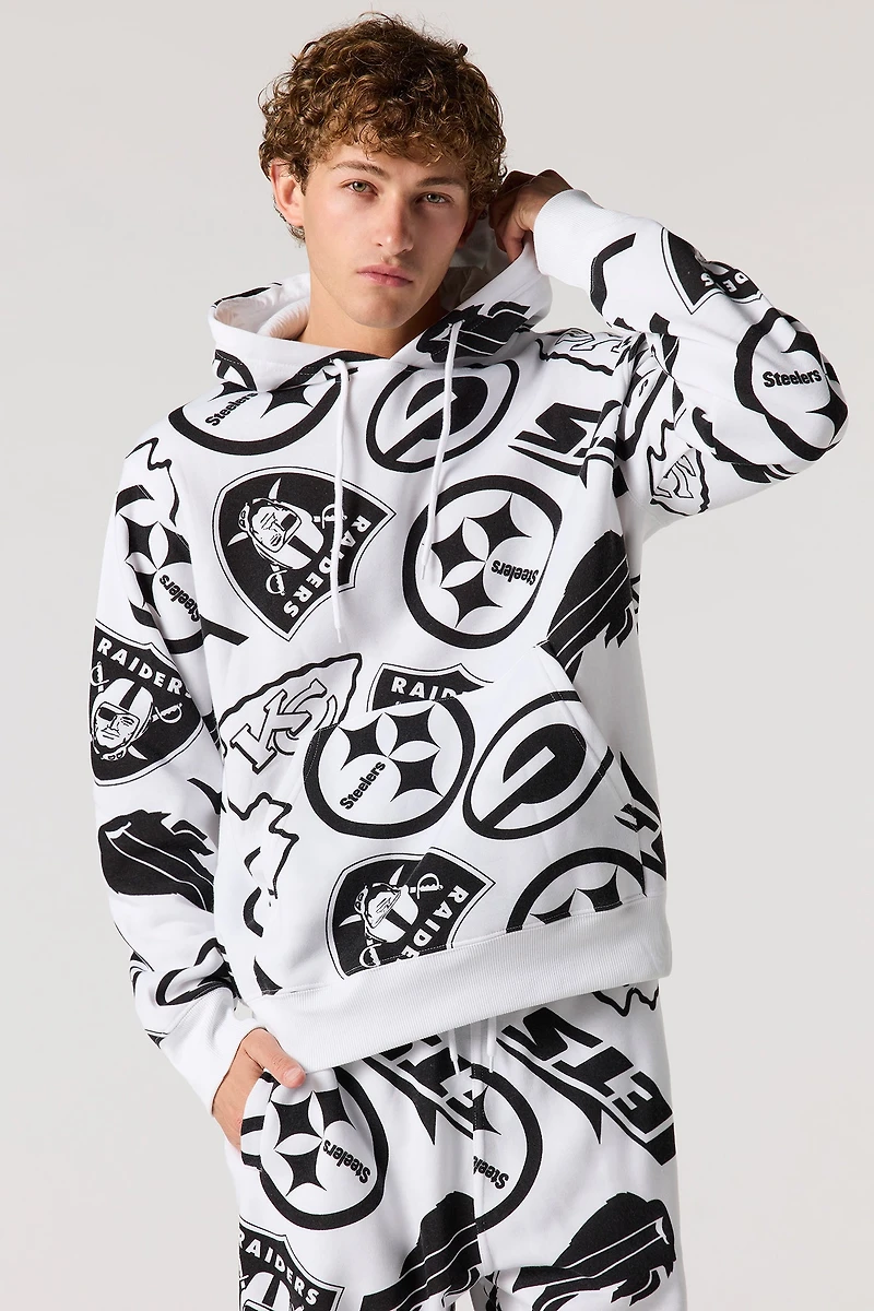Football Printed Fleece Hoodie
