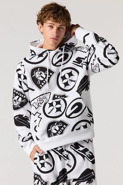 Football Printed Fleece Hoodie