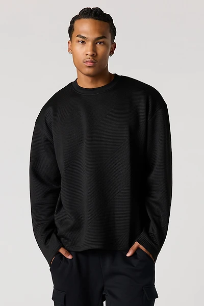 Textured Boxy Long Sleeve Top