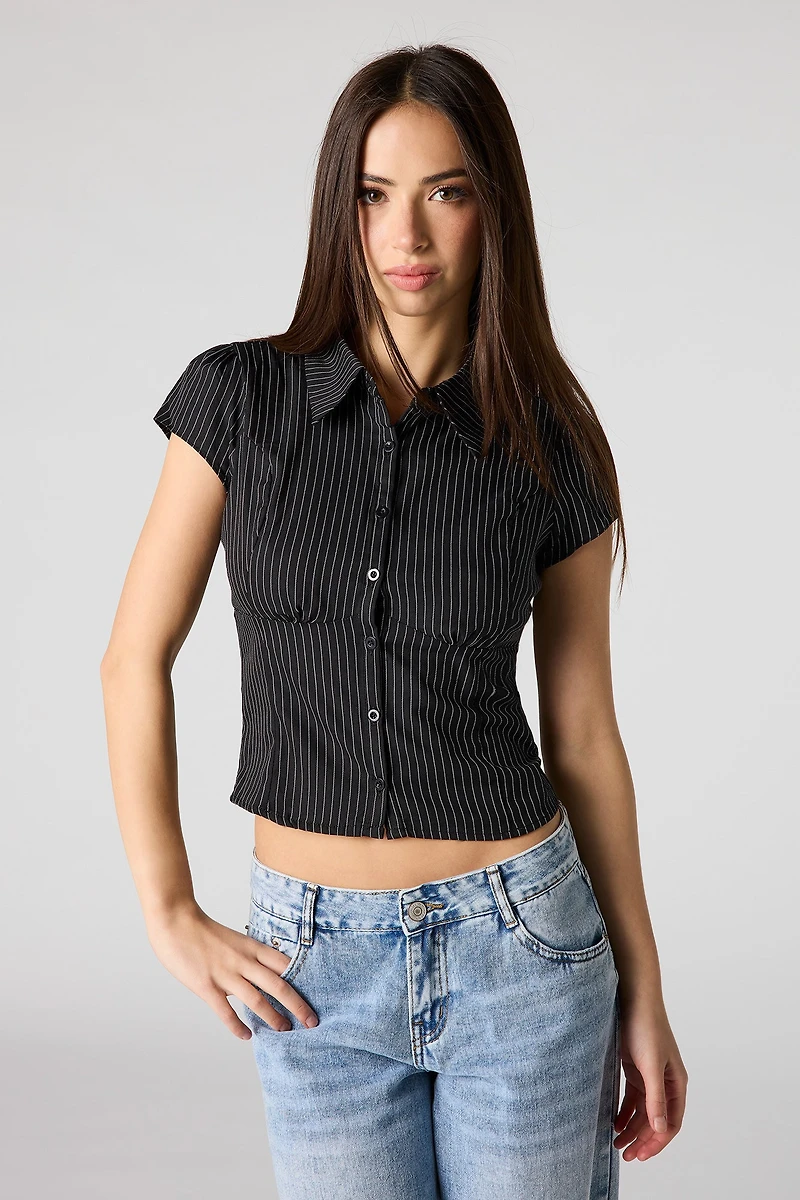 Button-Up Fitted Collared Top