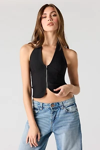Zipper Front Halter Top