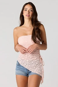 Lace Asymmetrical Tube Top