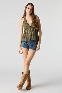 Lace Halter Babydoll Top
