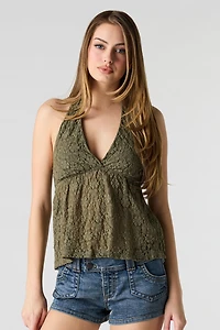 Lace Halter Babydoll Top