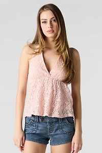 Lace Halter Babydoll Top