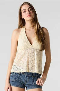 Lace Halter Babydoll Top