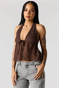 Crochet Front Tie Halter Top