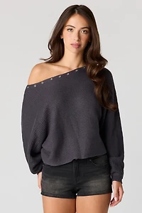 Grommet Off-Shoulder Sweater