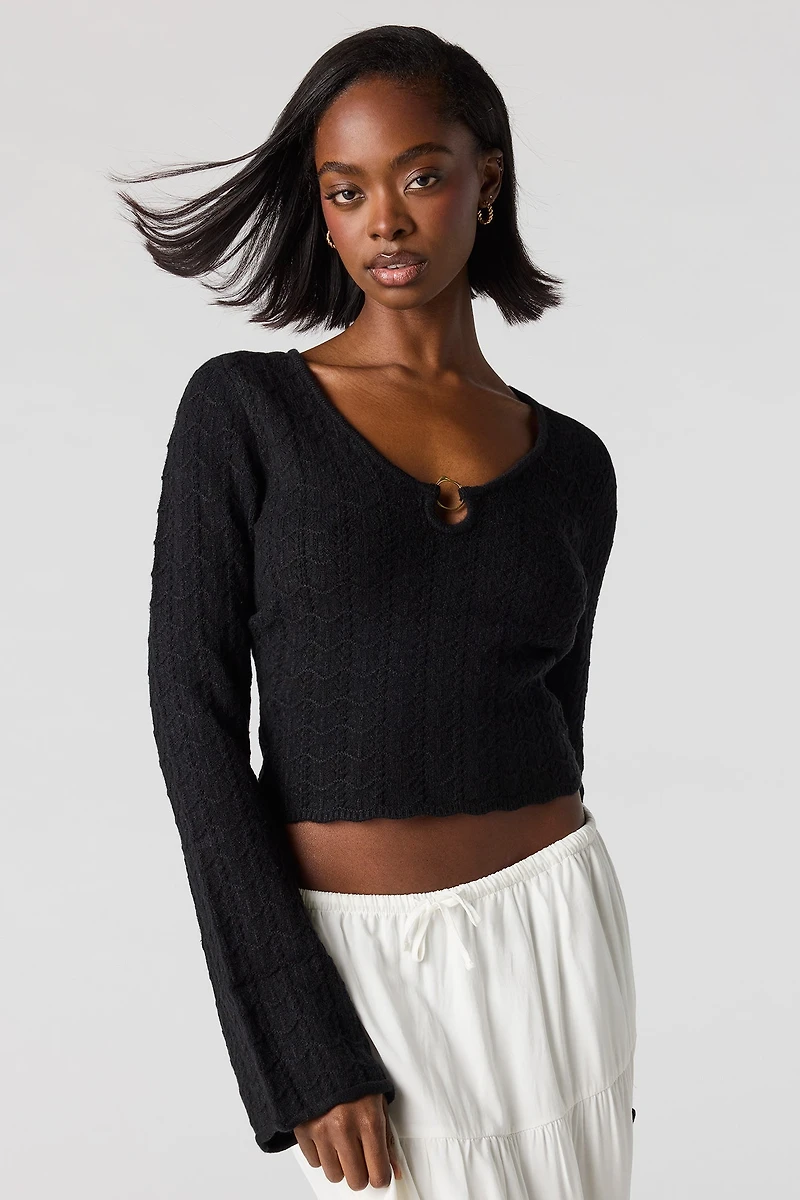 Crochet O-Ring Bell Sleeve Top