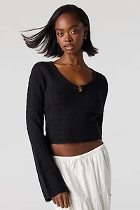 Crochet O-Ring Bell Sleeve Top